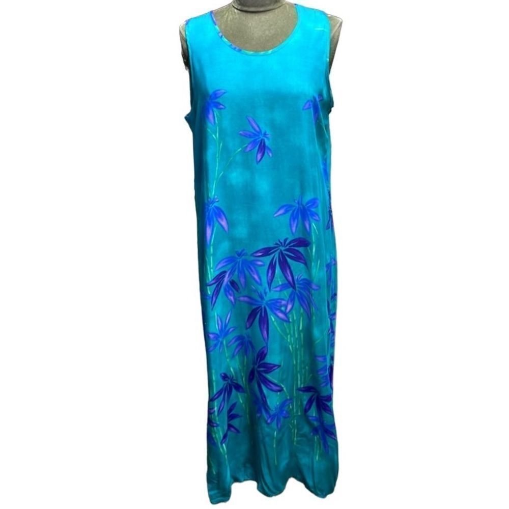 CARIBOU New York Ladies Vintage Tropical Floral Maxi Sleeveless Dress Large